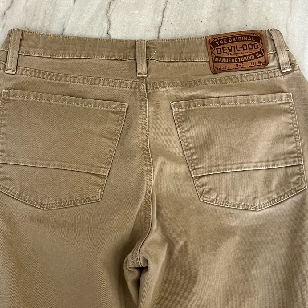 DEVIL DOG MENS KHAKI PANTS SZ 30x30 ORIGINAL SLIM JEANS CASUAL CHINOS